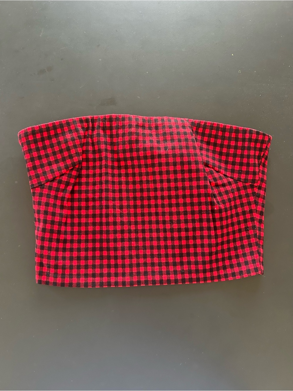 I AM GIA Buffalo check red black plaid tube crop top